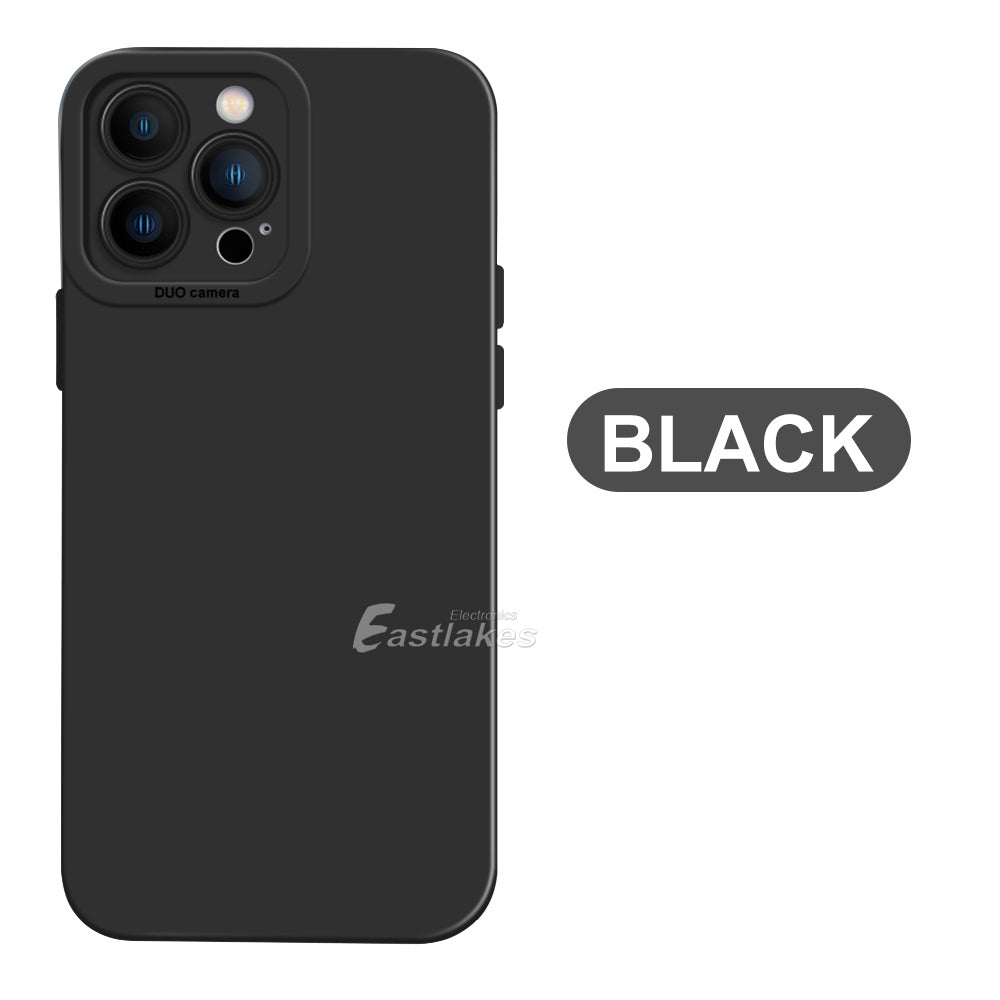 Shockproof Liquid Silicone Case with Camera Lens Protection for Apple iPhone 14 13 Pro Max Black - Eastlakes Electronics